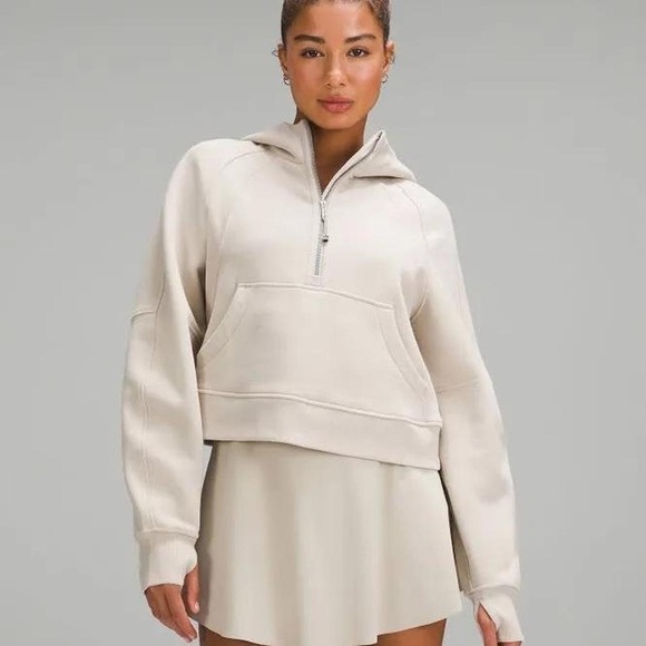 lululemon athletica Tops - Lululemon Oversized Scuba Cream Cropped Half Zip Hoodie/Pullover